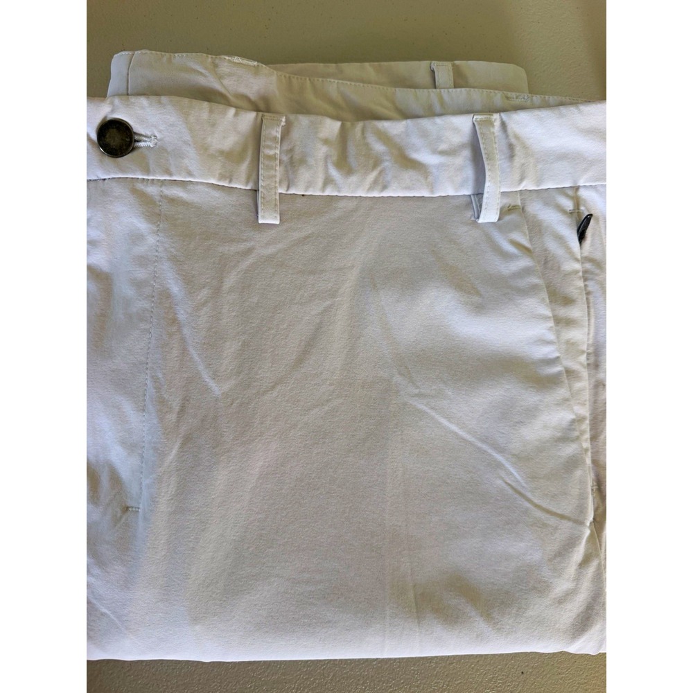 Calvin Klein Men's 38x32 Cream Chino Slim Fit Tapered Stretch Flat Front Pants